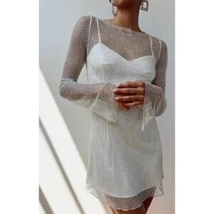 Show Me Your Mumu Iconic Mini Dress in White Glitz XXL